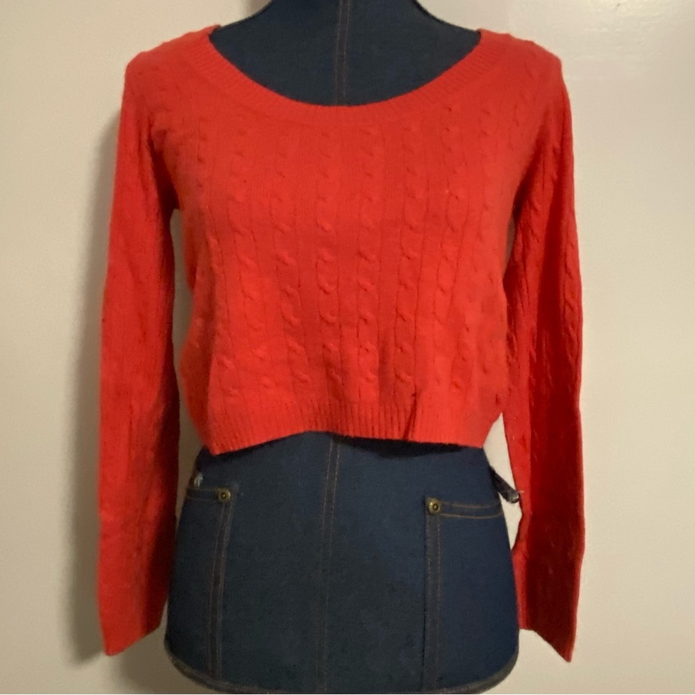 Silk/Nylon/Angora Blend Cableknit Sweater